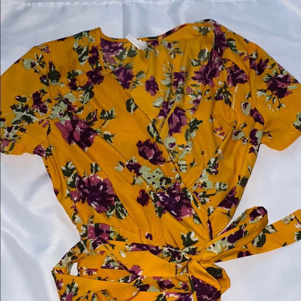 Yellow Floral Maxi Wrap Dress